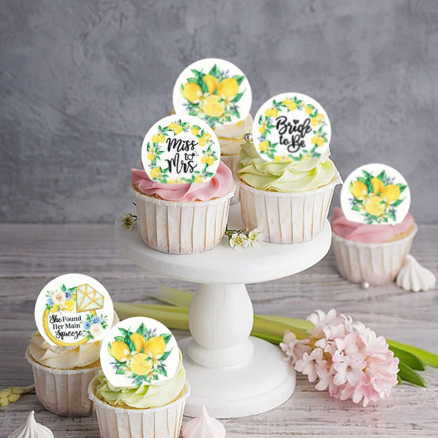 Keaziu Edible Lemon Cupcake Toppers, 2 Glutinous Rice Paper, Model LCT5676, 40 Pack, Color Lemon 5