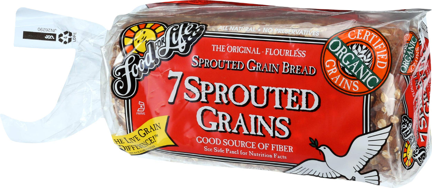 Food For Life Flourless Sprouted Grain Bread, 7 Grain, 24 oz (Frozen)