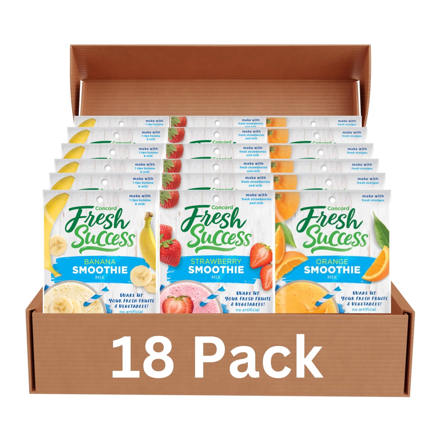 Concord Foods Concord Foods Strawberry, Banana & Orange Smoothie Mix Variety Pack - Fruit Flavor with No Artificial Flavors, Col
