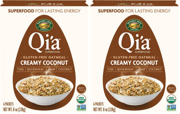 Natures Path Organic Qia Creamy Coconut Instant Oatmeal, 8 oz (Pack of 2), Gluten Free, Non-GMO