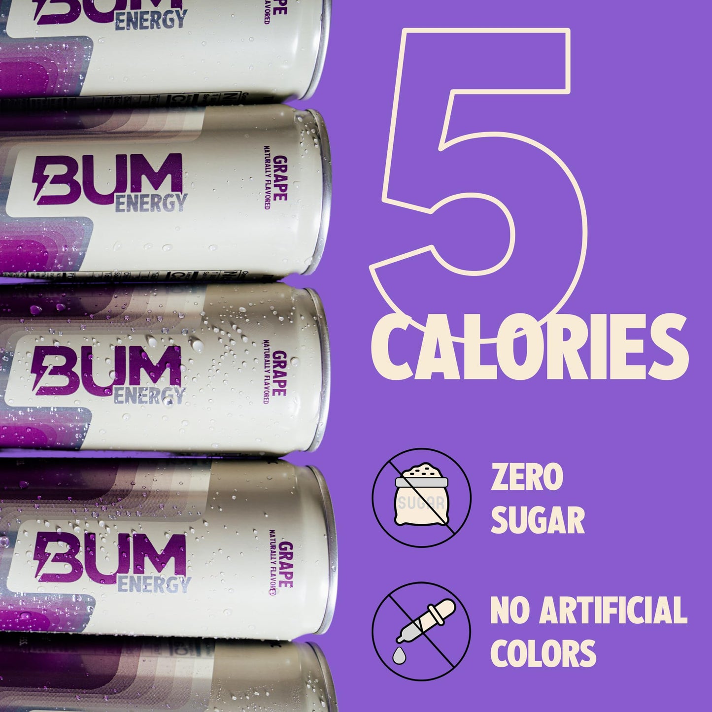 Bum Energy Sugar-Free G  Energy Drink, Lightly Carbonated, Natural Caffeine, 12 oz, Pack of 12