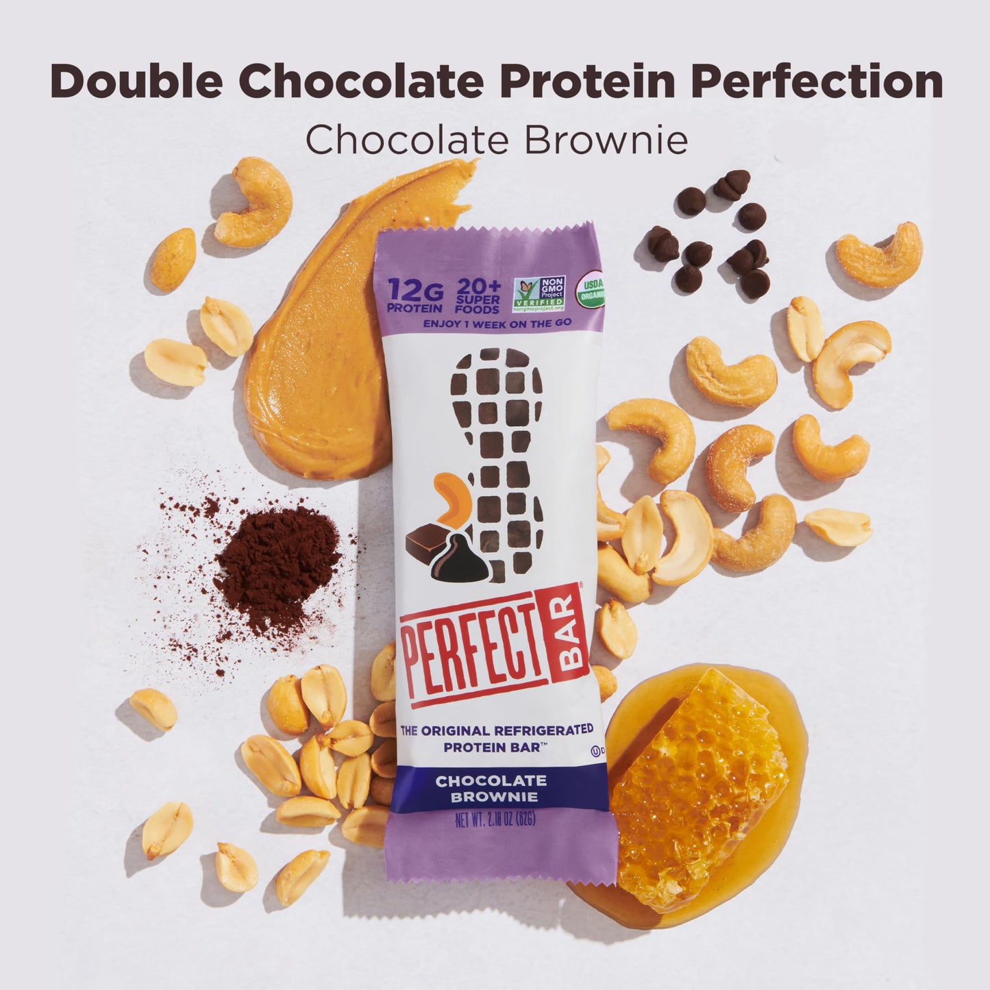 Perfect Bar  Chocolate Brownie Protein Bar  Organic  Gluten Free  Soy Free  Non GMO  No Sugar fermented-style flavors  2.2 Ounce Bar  10 Count