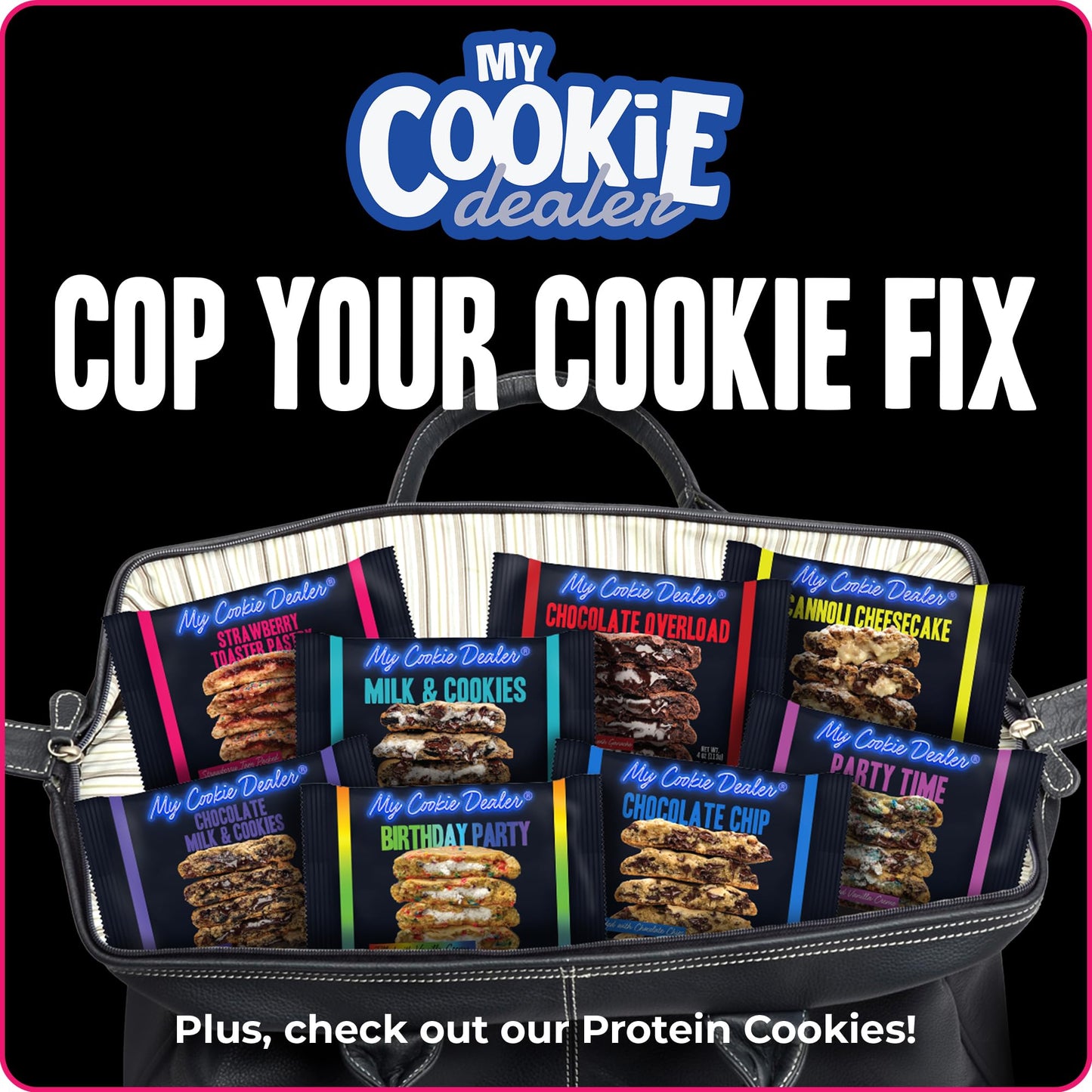 My Cookie Dealer Soft Baked Cookies, Strawberry Toaster Pastry (3-Pack, 4oz Cookie) - Strawberry Pop-Tarts & White Chip Batter,