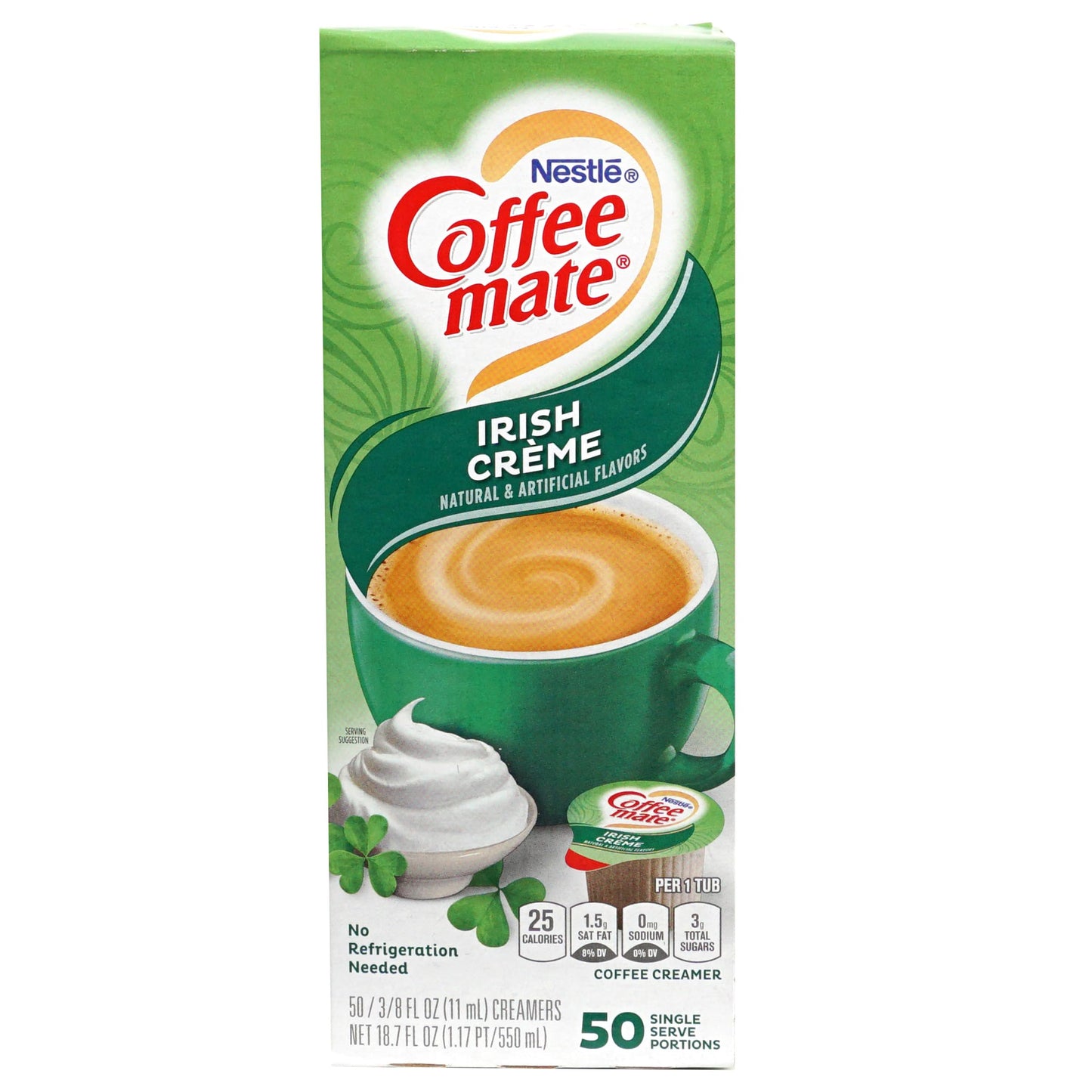 Coffeemate Irish Cream Liquid Coffee Creamer Singles, 50 Creamer Singles Serve Box (18.7 Fl Oz.), Coffee Cream Packets