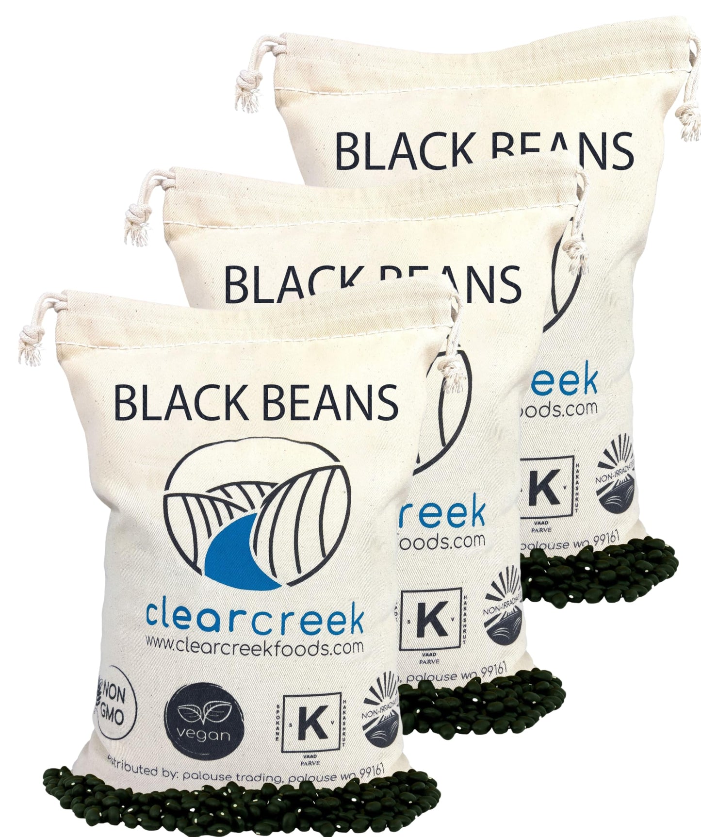 Palouse Brand Black Beans | Non-GMO, Vegan, Kosher | 12 LB (3-4 lb bags) | Dry Frijoles Negros