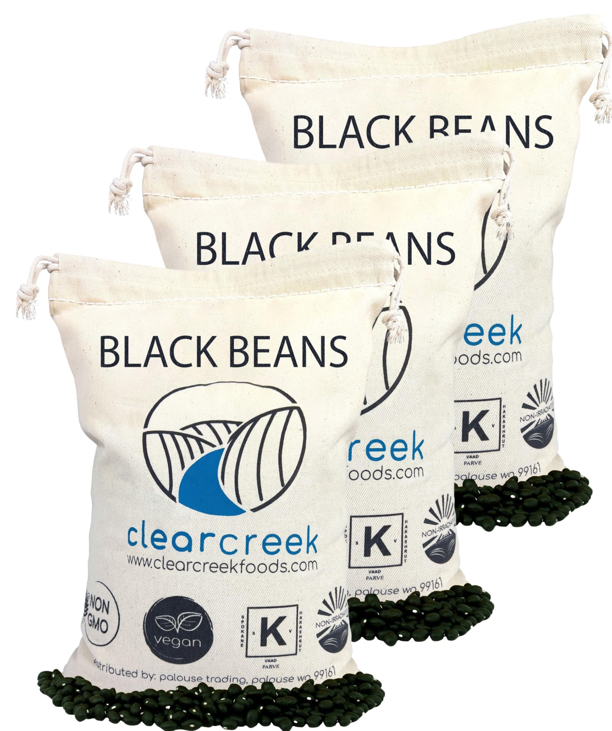 Palouse Brand Black Beans | Non-GMO, Vegan, Kosher | 12 LB (3-4 lb bags) | Dry Frijoles Negros