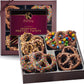 Nut Cravings KREMERY Creamy Chocolate Covered Pretzel Twists Gift Basket, 12 Piece Set, Assorted Sweet Toppings, Brown Gift Box