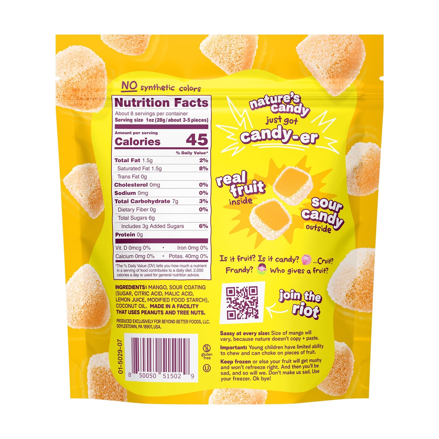 Fruit Riot Sour Candy Mango, Made with Real Fruit, 8oz, Gluten-Free
