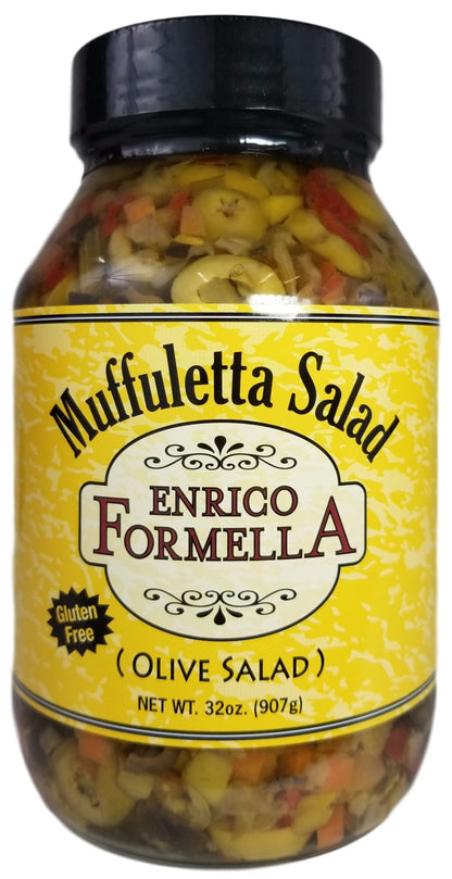 Enrico Formella Mild Muffuletta Salad - Gluten Free Italian Olive Mix - New Orleans Style Sandwich Spread (32oz)