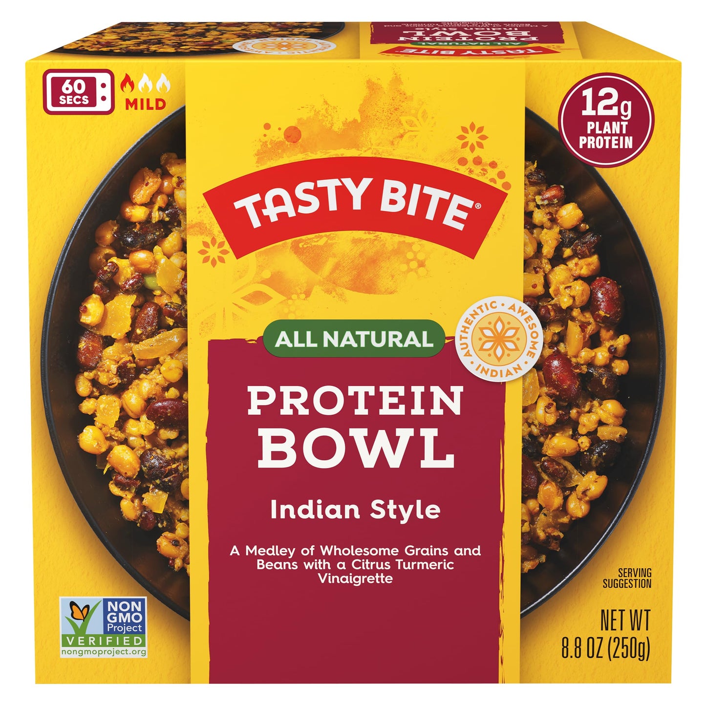 TASTY BITE Indian Protein Bowl, 8.8 Ounce, Pack of 6, Ready to Eat, Microwaveable, Vegan, 12 Grams Plant Protein