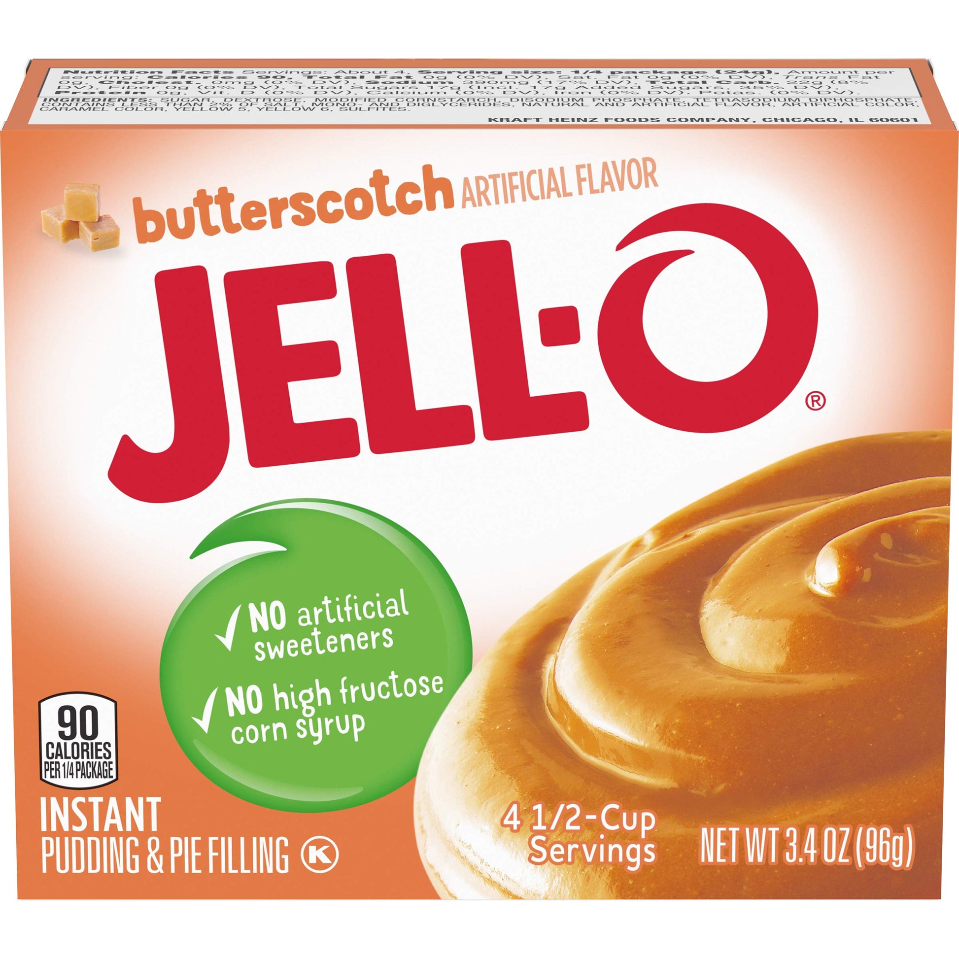 Sun-Maid Jell-O Instant Butterscotch Pudding & Pie Filling, 3.4 oz Boxes, Pack of 6