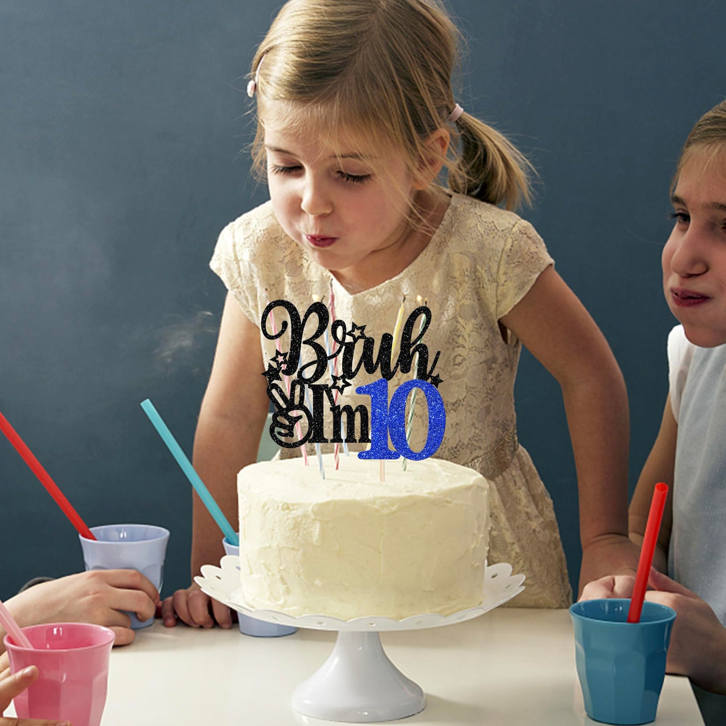 Rssta i Cake Topper - 10th Birthday Decoration, Blue, Model XM1222-10