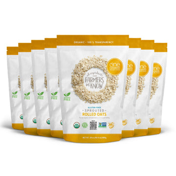 One Degree Organic Foods Sprouted Rolled Oats, USDA Organic, Non-GMO Gluten Free Oatmeal, 24 oz., 8 Pack