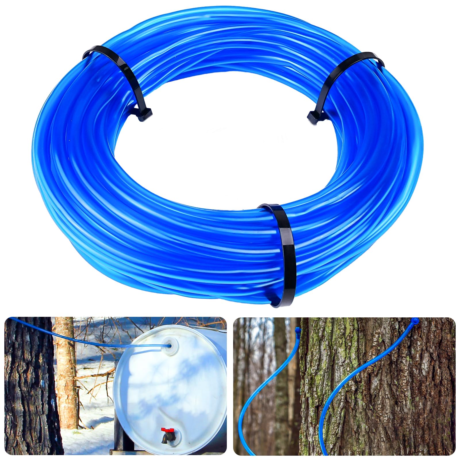 HolyMaji 50FT Maple Syrup Tubing Drop Lines Extractors, Food Grade Maple Syrup Tapping Vacuum Tube, Tree Sap Collection Hose Sup
