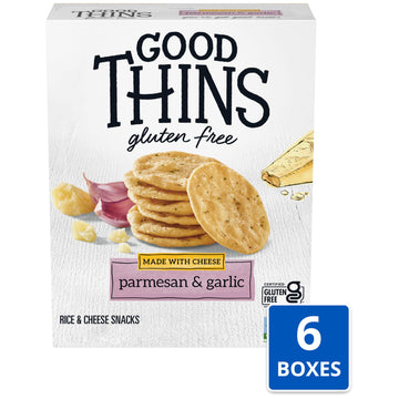 Good Thins Parmesan & Garlic Rice & Cheese Snacks Gluten Free Crackers, 6 - 3.5 Oz Boxes