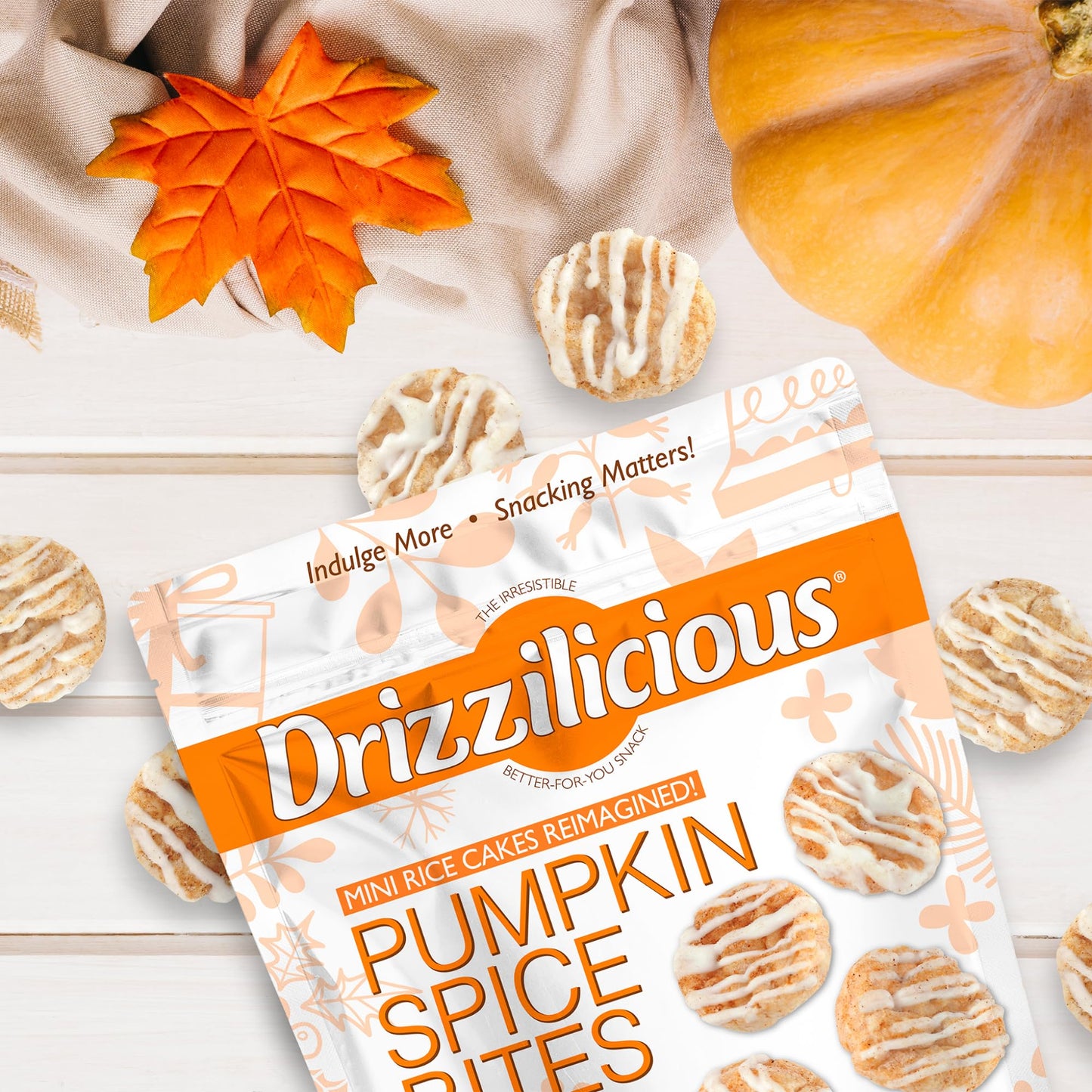 Drizzilicious Mini Rice Cakes - Rice Crisps, Healthy Snack For Adults And Kids, Flavored Rice Cakes, Vegan, Gluten Free, Only 90
