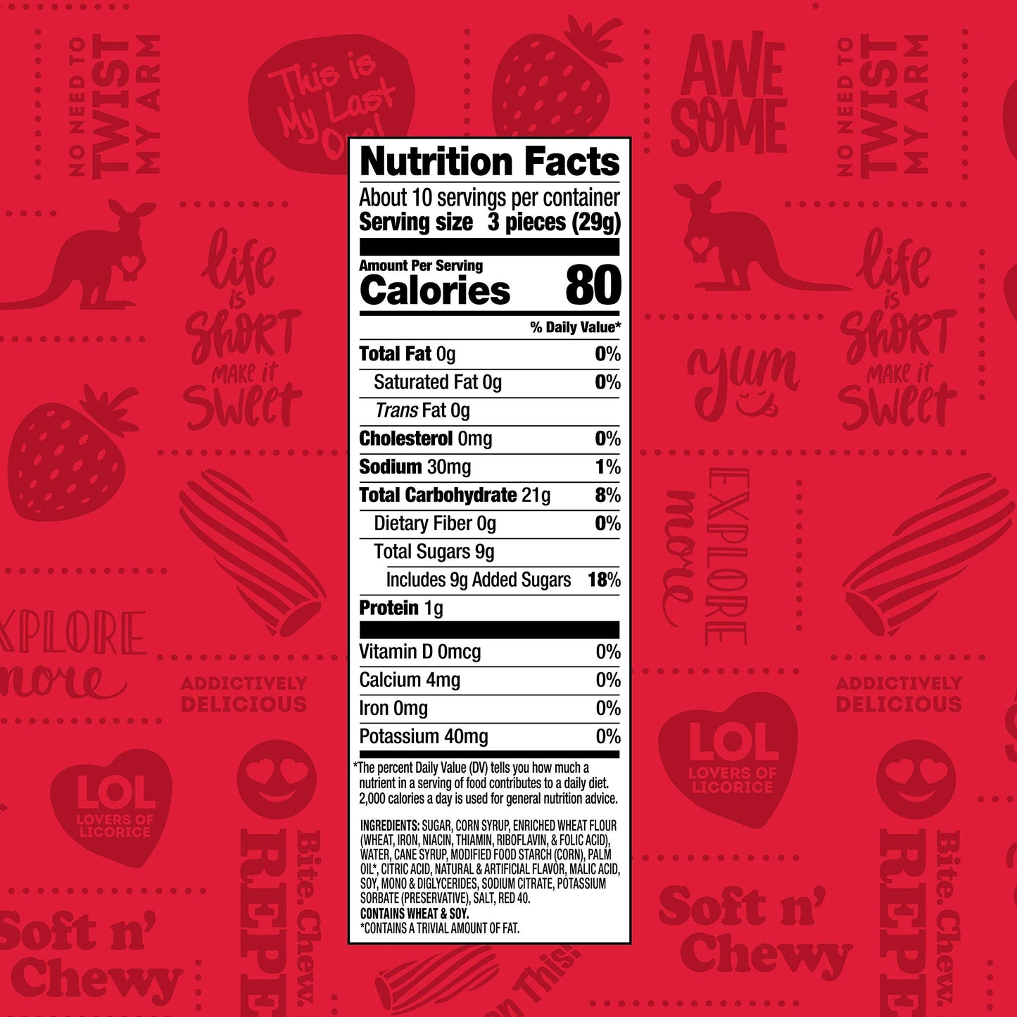 Wiley Wallaby Australian Style Gourmet Licorice, Red Licorice, 10 Ounce Bag