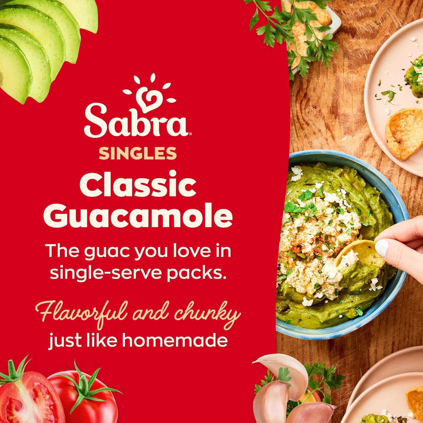 Sabra Classic Guacamole Dip Cups for On the Go Snacks & Lunches, 2 Oz Singles (Pack of 4) - Made with Real Hass Avocado - Non-GM