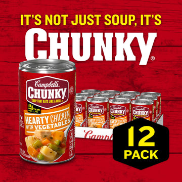 Campbell's Chunky Hearty Chicken with Vegetables Soup, 18.6 oz. Can (Pack of 12)