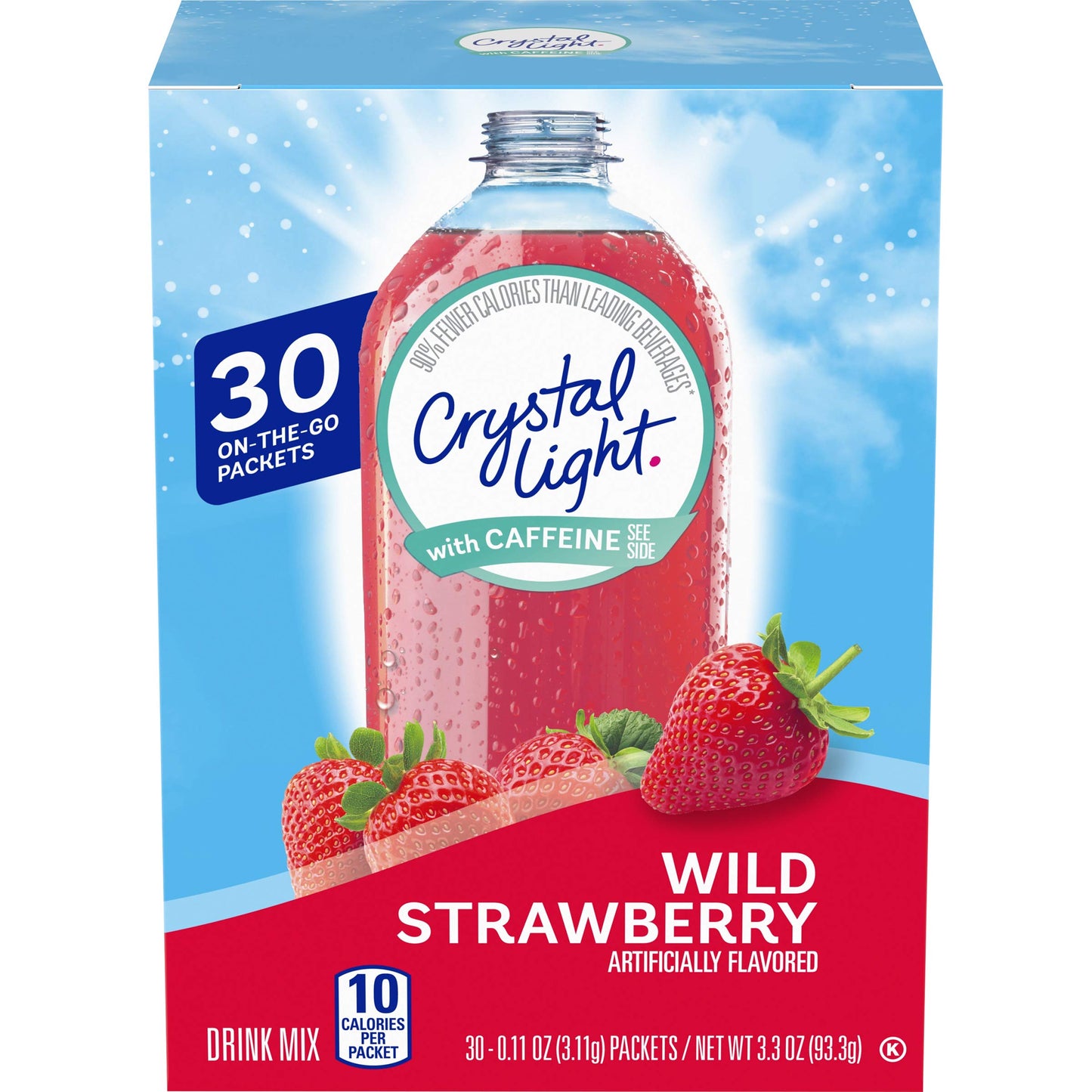 Crystal Light Wild Strawberry Drink Mix, 30 Packets, 3.3 Oz, Sugar-Free