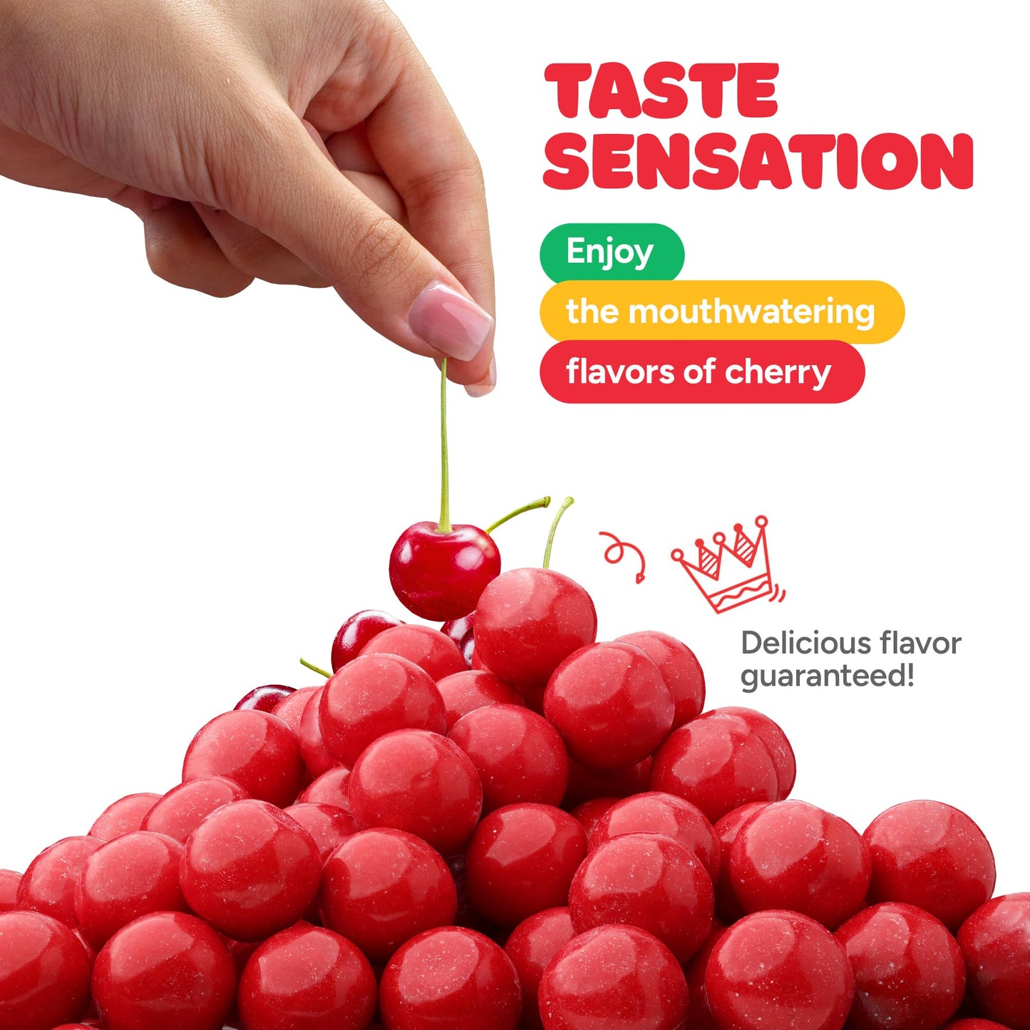 Gumballs For Gumball Machine - 1 Inch Double Bubble Gumballs - Cherry Flavored Bubble Gum Red Gumballs - Kids Gum - Bulk Gum Bal