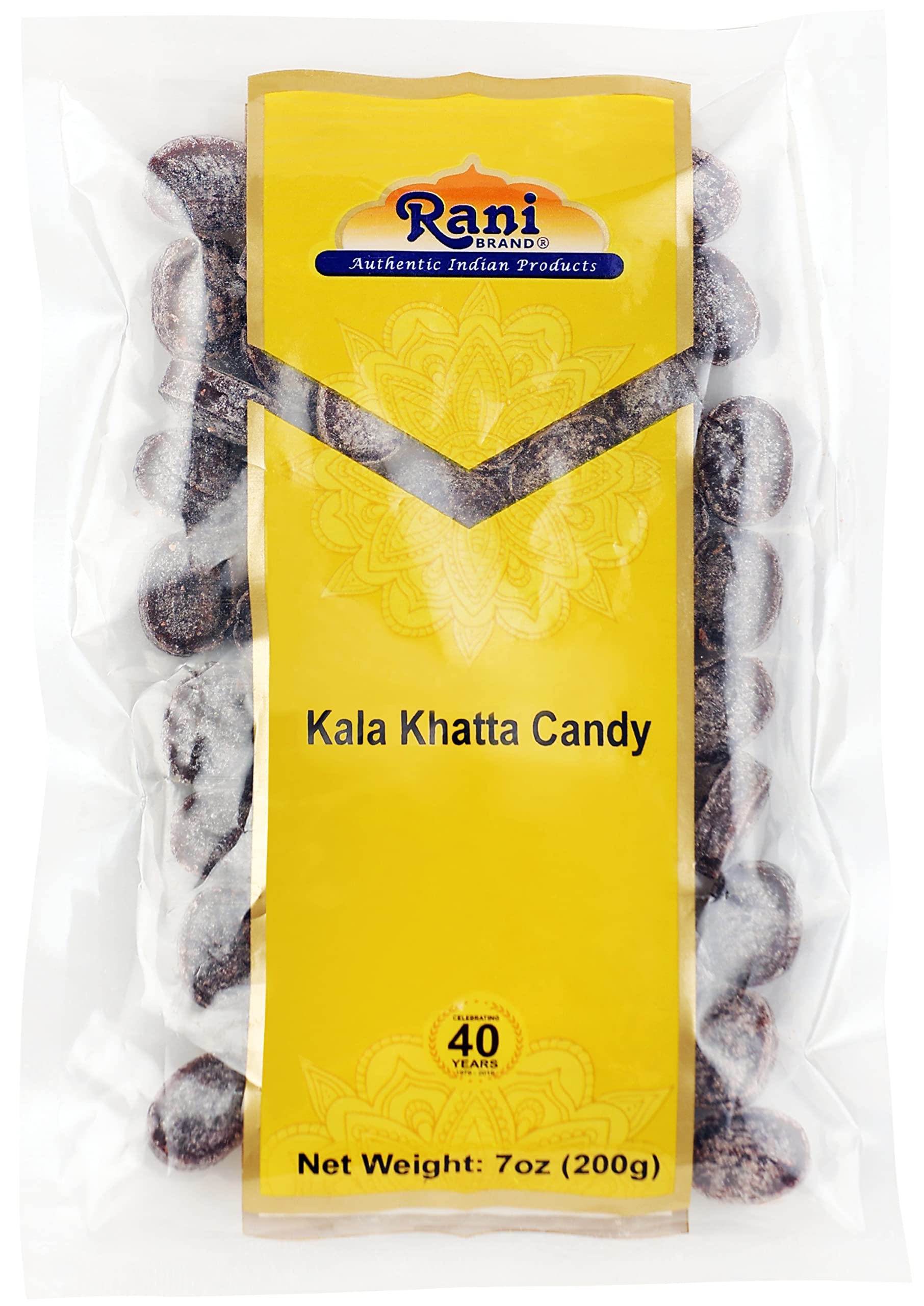 Rani Kala Khatta Candy - Vegan, Gluten Friendly, NON-GMO - 7oz (200g) - Indian Tasty Treats