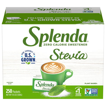 Splenda Stevia Zero Calorie Sweetener, Plant Based Sugar Substitute Granulated Powder, Single Serve Packets With Tray, 250 Count