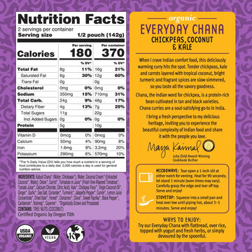 Maya Kaimal Foods - Organic Indian Everyday Chana - 10oz - Fully Cooked Chickpeas with Coconut & Kale - Vegan - Microwavable - R