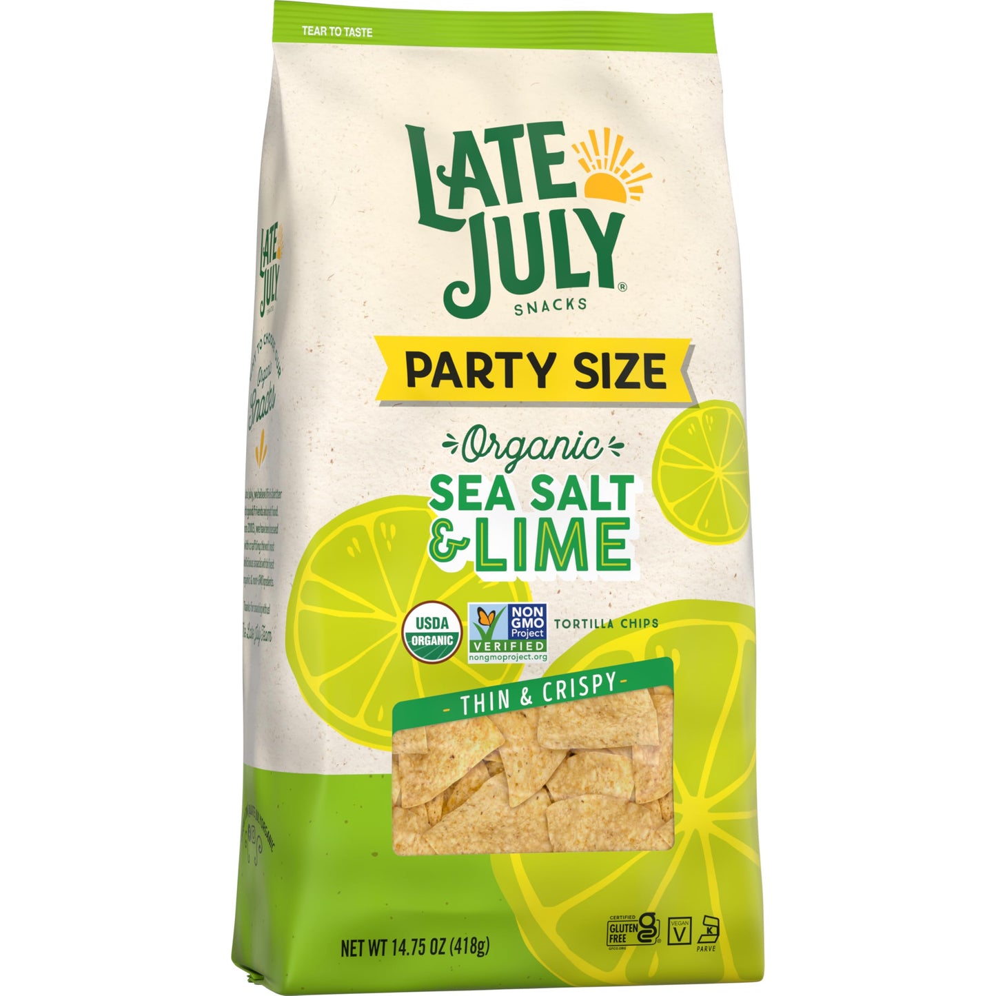 Late July Sea Salt & Lime Organic Tortilla Chips, 14.75 Oz Bag