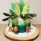 Gyufise 16Pcs Tropical Leaves Cake Toppers Glitter Palm Turtle Leaves Cake Toppers Green Leaf Forest Cupcake Plant Leaf Tropical