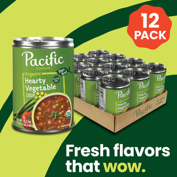 Pacific Foods Organic Hearty Vegetable Soup, Plant Based, 16.3 Oz Can (Pack Of 12)