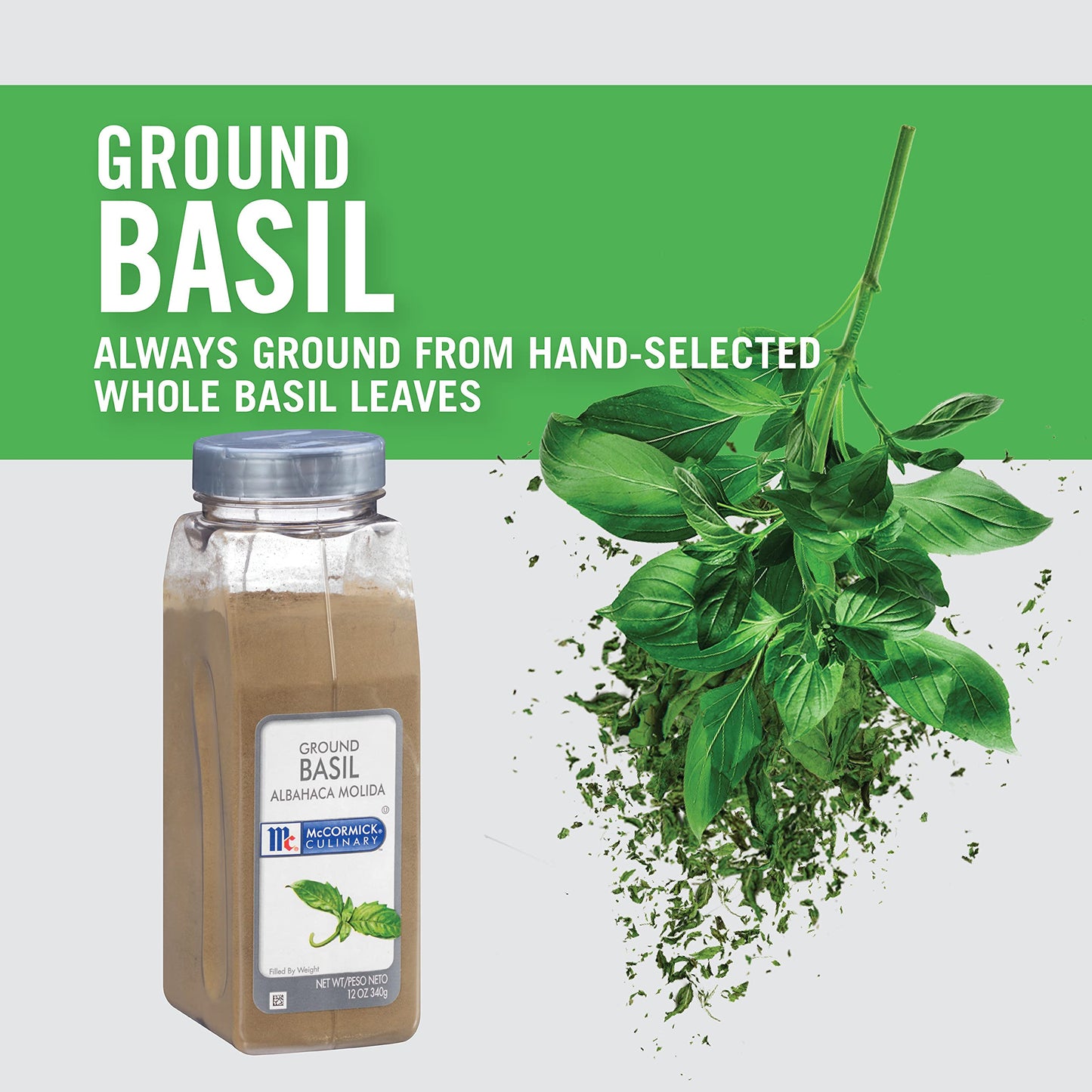 Mccormick Culinary Ground Basil, 12 Oz - One 12 Ounce Container Of Basil Leaf Powder To Enhance Flavor Of Tomato-Based Sauces, Roasted Chicken, Pizza And More