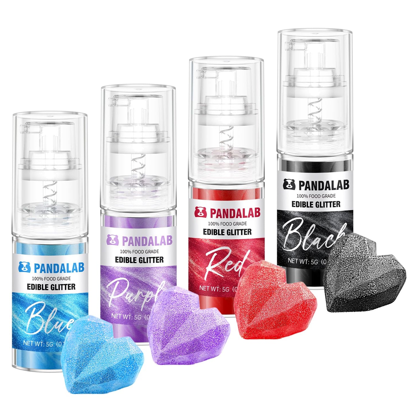 Edible Glitter Spray - Blue Red Black Purple Food Grade Dessert Decorating Shimmering Glitter For Drinks  Cake  Fondant  Chocolate  Icing (0.18Oz/5G Bottle)