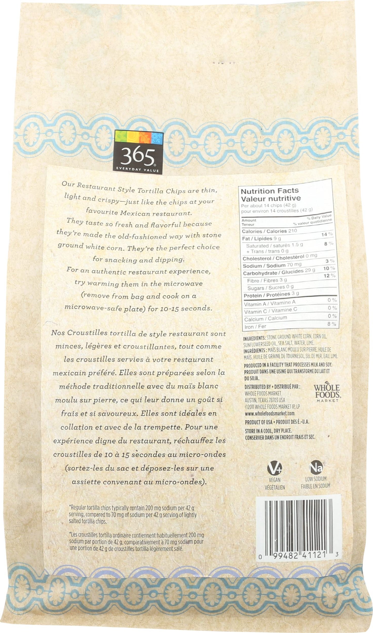 365 by Whole Foods Market, Organic Restaurant Style White Corn Tortilla Chips, 14 Ounce