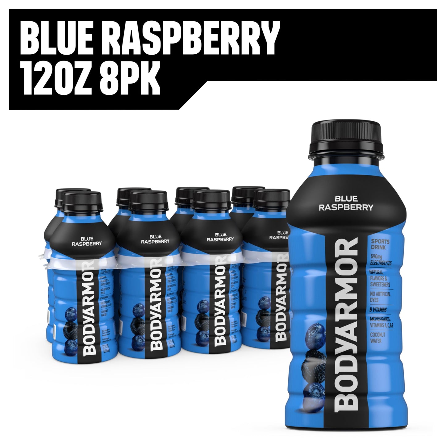 Bodyprotective Covering Sports Drink Sports Beverage, Blue Raspberry, Natural Flavors With Vitamins, Potassium-Packed Electrolytes, No Preservatives, Perfect For Athletes, 12 Ounce (Pack Of 8)