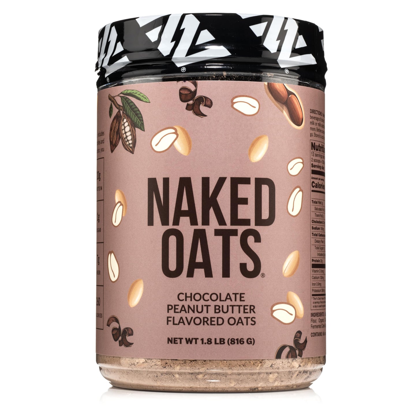 Naked Nutrition Chocolate PB Overnight Oats, 20g Protein, Gluten-Free, 12 Servings