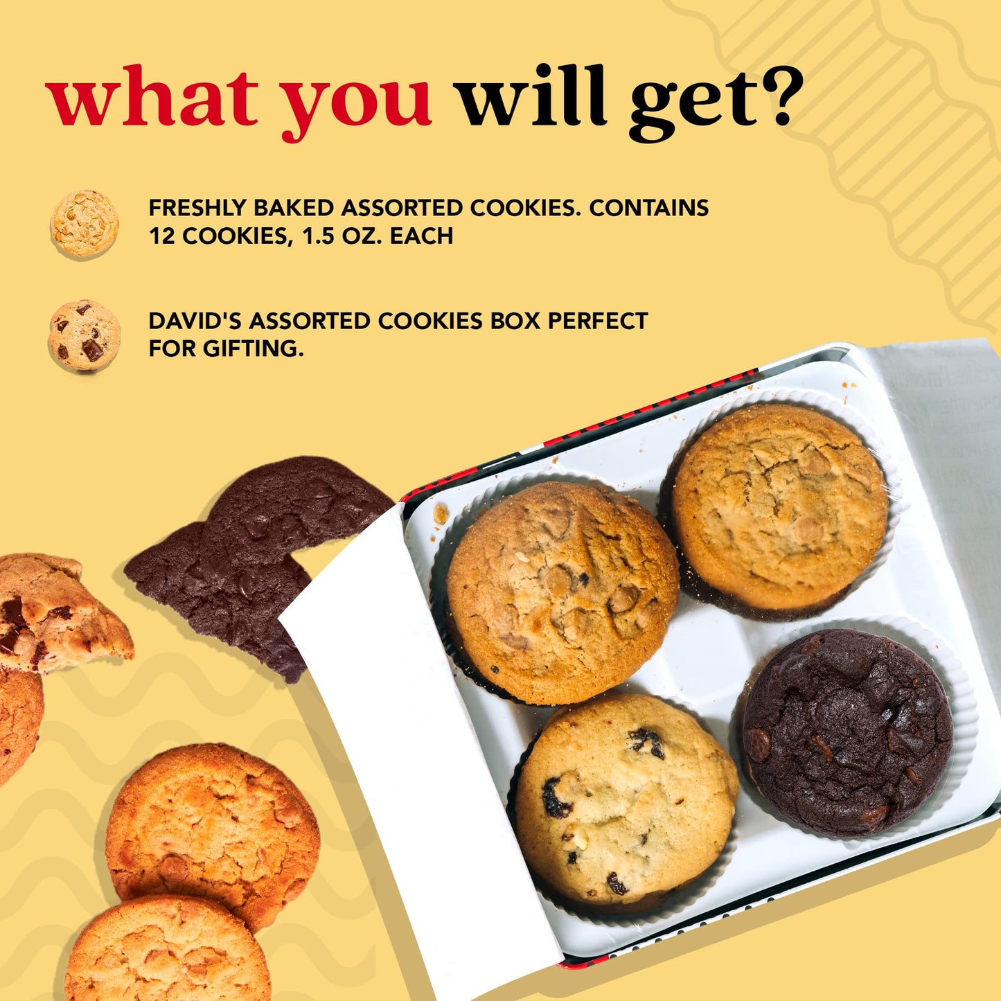 David'S Cookies Assorted Fresh Baked Cookies 1Lb - Delectable Handmade Cookies And Made With Premium Ingredients - Gourmet Food