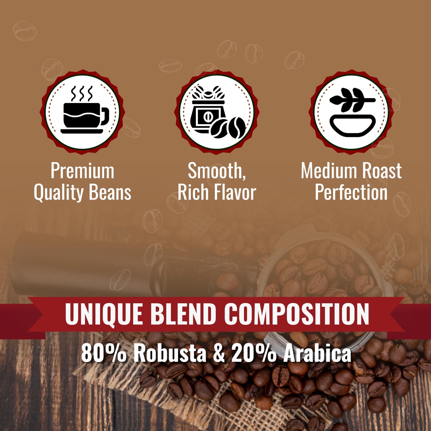 Birdee Vietnamese Coffee Beans - Medium Roast Robusta Arabica Blend, 2.2 LB, Whole Bean, Low Acidity, Fresh Resealable Bag