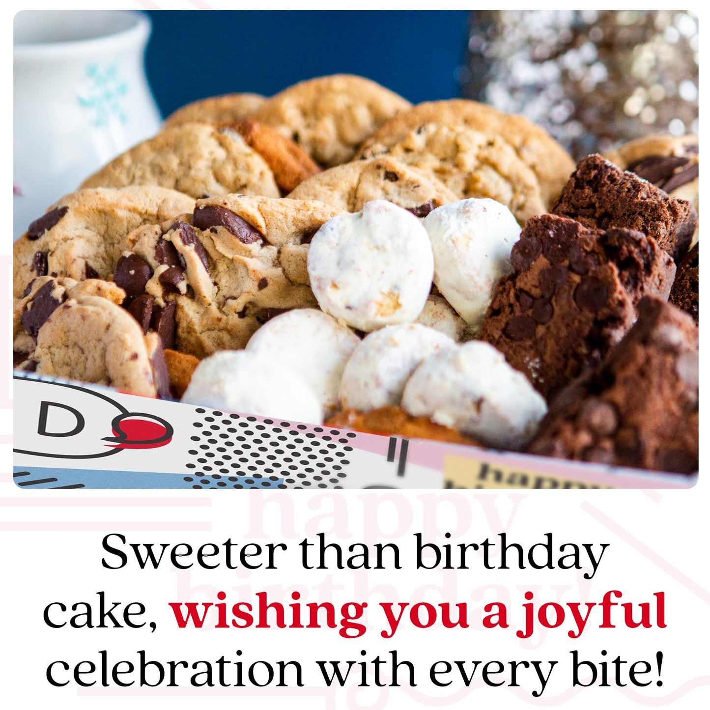 Davids Cookies Happy Birthday Cookies Gift Basket - Deliciously Flavored Assorted Cookies in a Lovely Gift Crate - Gourmet Choco