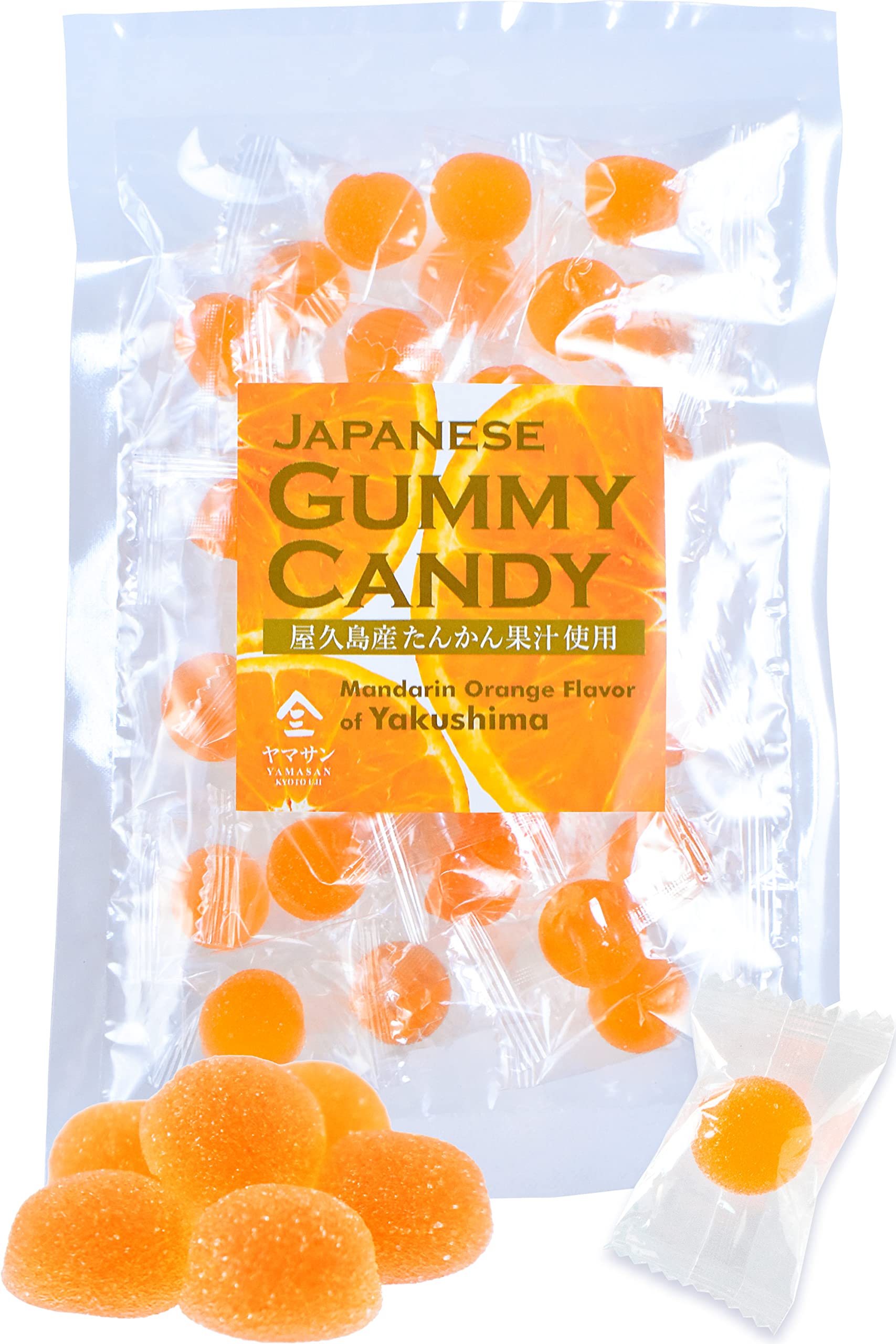 YAMASAN KYOTO UJI Japanese Candy - Mandarin Orange Flavor of Yakushima, Individually Wrapped, No Chemical Seasoning, Gluten and 