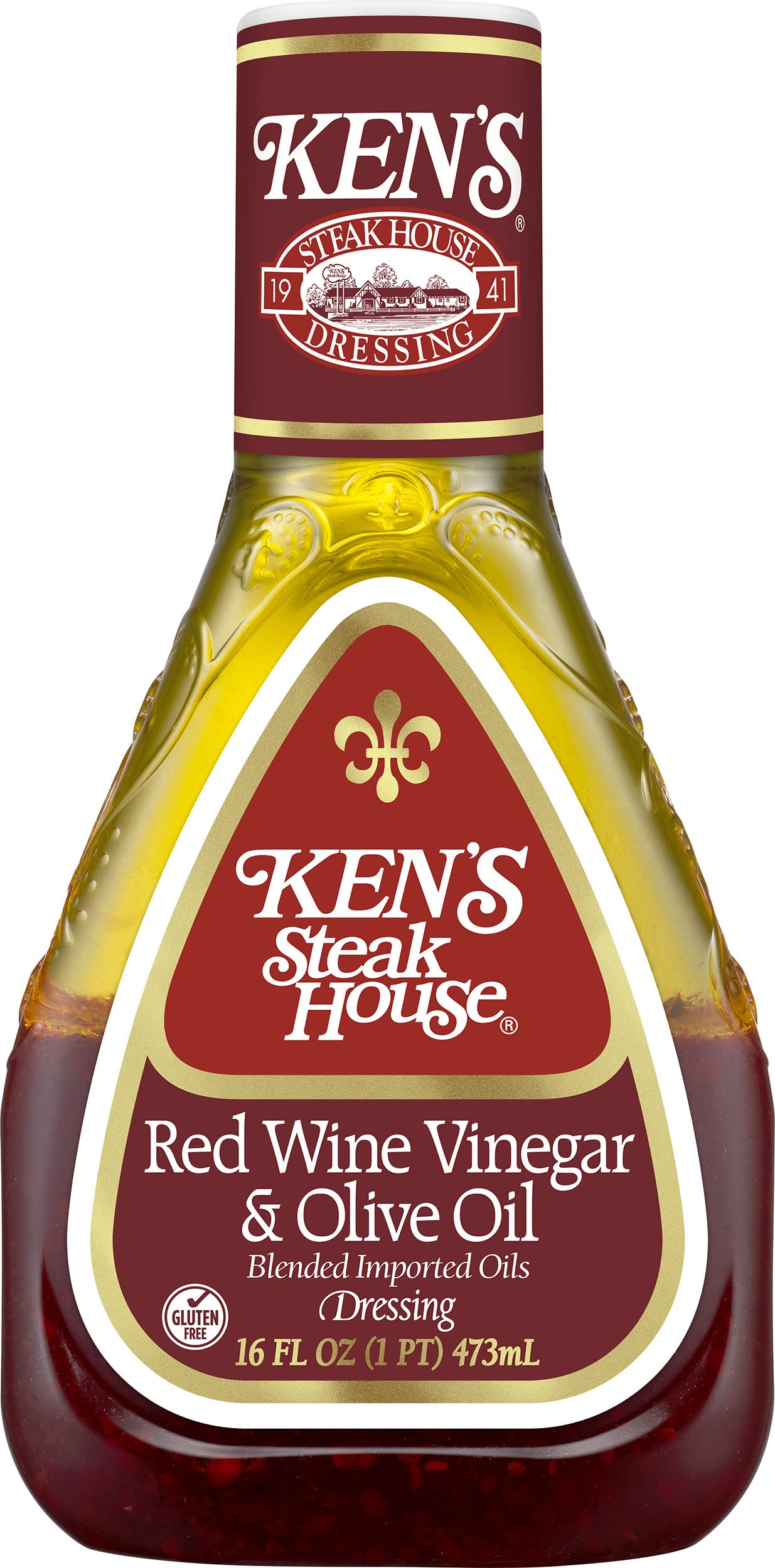 Kens Steak House Red Wine Vinegar & Olive Oil Dressing, 16 Fl Oz, Pack of 2
