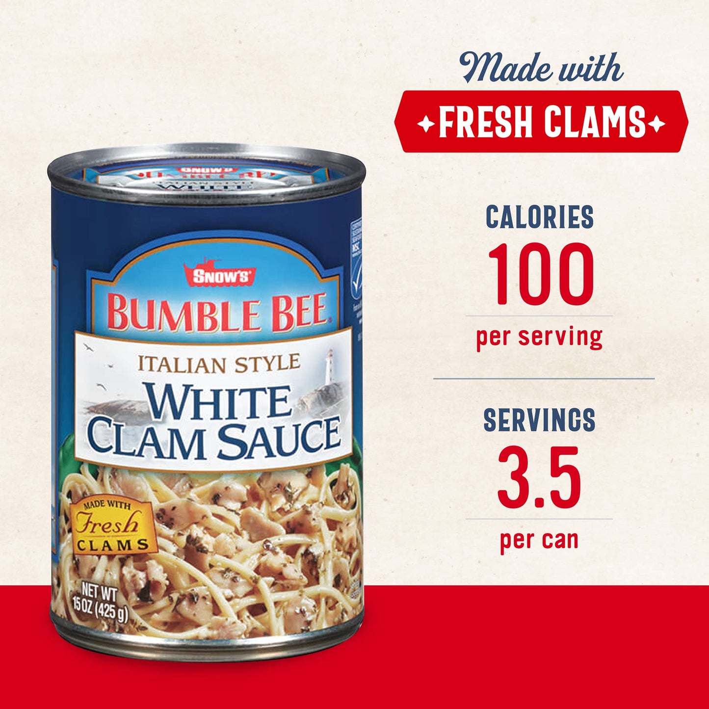 Bumble Bee Snow'S Italian Style White Clam Sauce, 15 Ounce (Pack Of 12) - Authentic Italian Clam Sauce - Made With Fresh Clams,