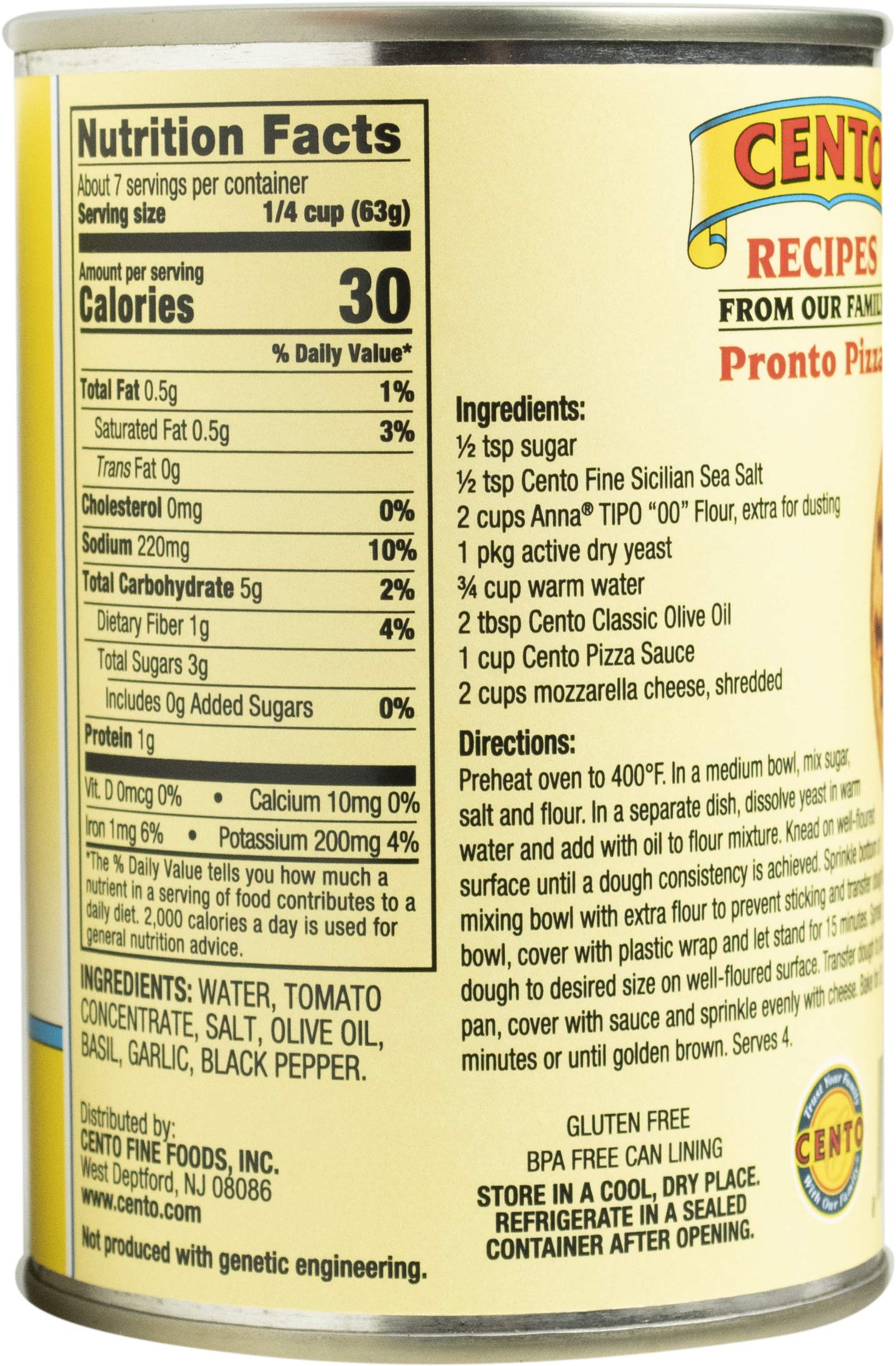 Cento Pizza Sauce, 15 Ounce Cans (Pack Of 12)