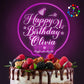 EDSG Personalized LED Birthday Cake Topper, Acrylic Decoration, Design 1
