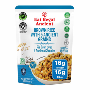 Eat Regal Ready-to-Eat Brown Rice + 5 Ancient Grains - 6 Pack (8.8  oz each) | Microwave in 1.5 Minutes | Nutrient-Dense Blend w