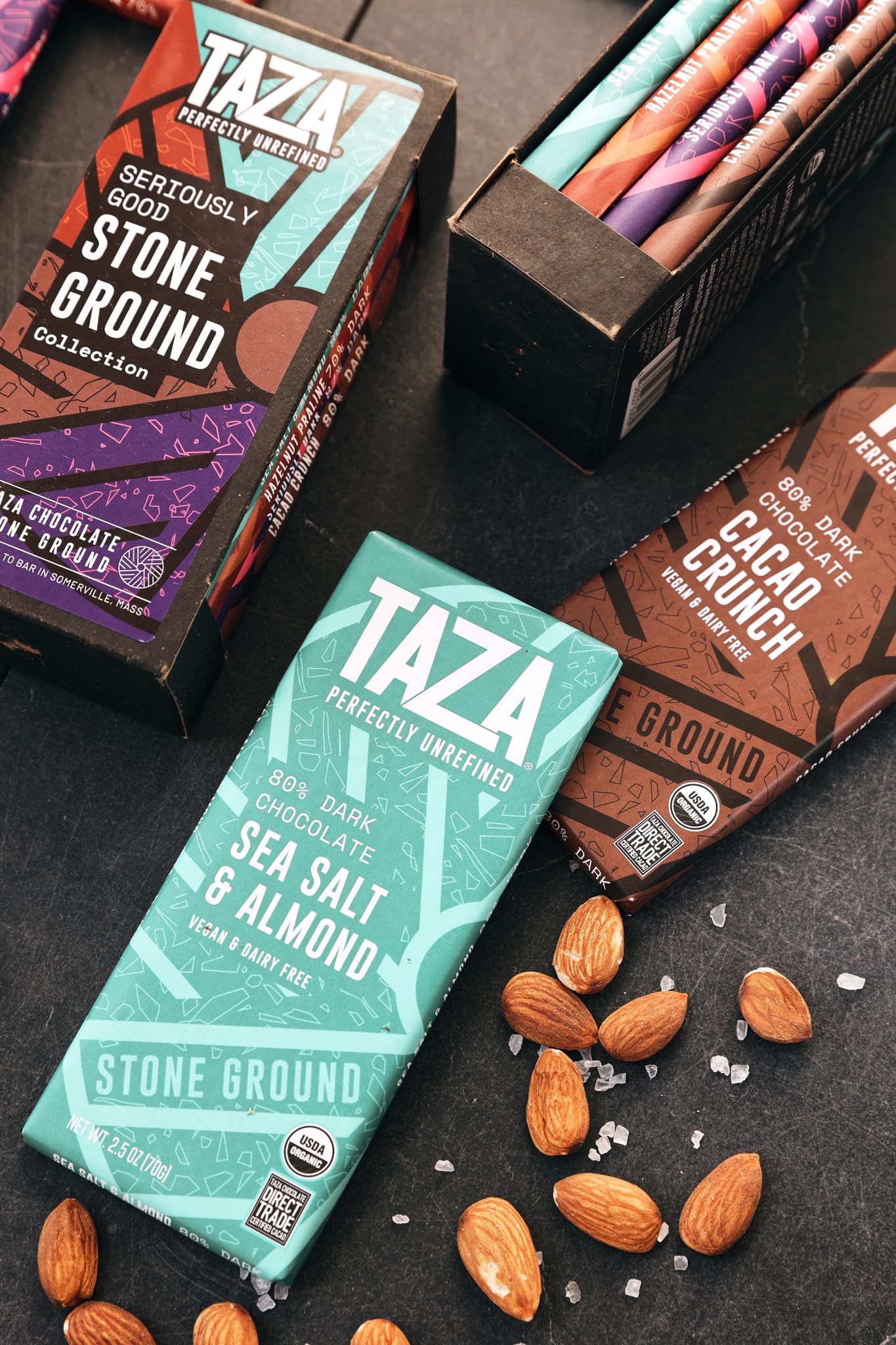Taza Chocolate Organic Dark Chocolate Bar Variety Pack, Vegan, 2.5 oz (4 count)
