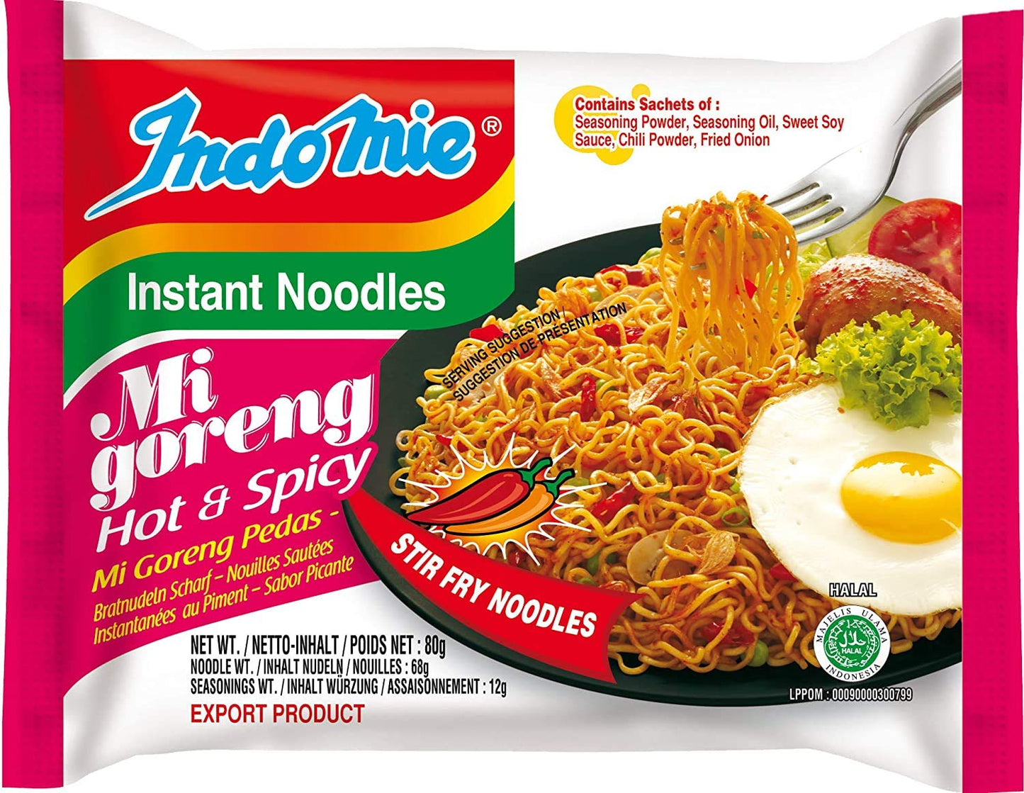 Indomie - Instant Noodles, Stir Fry Ramen, Halal Certified, Spicy Flavor (Pack Of 20)