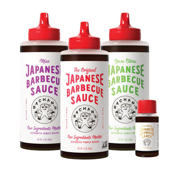 Bachan's Japanese Barbecue Sauce 4 Pack - 1 OG, 1 Miso, 1 Yuzu, 1 Sweet Honey Mini - BBQ Sauce for Wings, Chicken, Beef, Pork, S