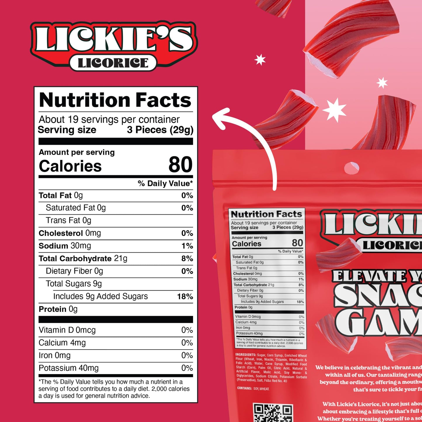 Lickies Licorice Red Licorice | 14 Ounce | Soft & Chewy Australian Licorice Candy Twists | Fancy Licorice Candy | Aussie Style G