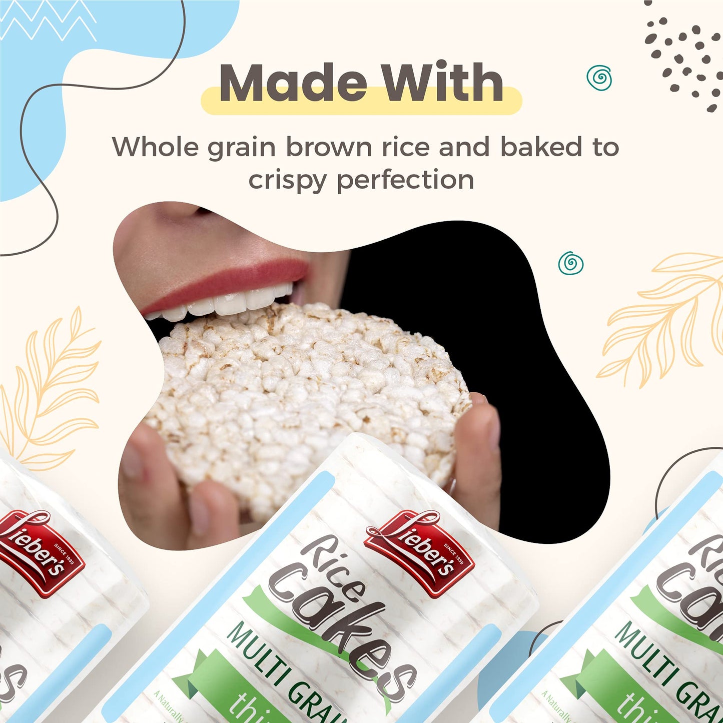 Liebers Multi Grain Rice Cakes, Kosher Certified, Dairy Free, Gluten Free, Vegan, 3.1 Ounce (Pack of 3)